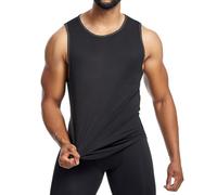 SamHeng Débardeur de Sport pour Homme, Respirant Séchage Rapide Gilet de Sport Sans Manches Fitness Musculaires Tank Top Course T-shirt de Athlétique Débardeurs de Gymnastique (Noir-L)