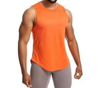 SamHeng Débardeur de Sport pour Homme, Respirant Séchage Rapide Gilet de Sport Sans Manches Fitness Musculaires Tank Top Course T-shirt de Athlétique Débardeurs de Gymnastique (Orange-XL)