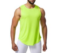 SamHeng Débardeurs de Sport Homme Respirant Séchage Rapide Haut en Maille Sans Manches Musculation Tank Top Fitness Tee Shirt pour Gym Running Jogging Vest (Vert Fluo-2XL)