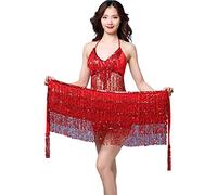 SamHeng Écharpe à la hampe de Jupe de Danse du Ventre, Paillette à Paillettes de Danse Ventre de Danse Dance Hip Belt Latin Dance Hula Hip Scarf Performance Tenue pour Les Filles