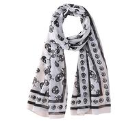 SamHeng Écharpe légère pour femme avec imprimé tête de mort, blanc/noir, AS