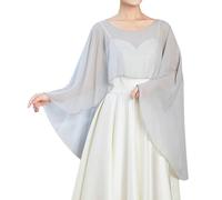 SamHeng Femme Châle Étole en Mousseline Transparent Grande Taille Léger Cape Elégant Foulard Écharpe Cover Up Poncho pour Robe De Soirée Capes de Mariage Été Protection UV Châle (Gris)