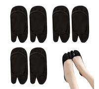 SamHeng Femmes Tabi Sans Monture 3 Paires de Chaussettes Antidérapantes pour Pantoufles à Bascule de Coupe Basse pour Dames Japonaises à Pieds Divisés (Noir)