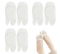 SamHeng Femmes Tabi Sans Monture 3 Paires de Chaussettes Antidérapantes pour Pantoufles à Bascule de Coupe Basse pour Dames Japonaises à Pieds Divisés (Blanc)