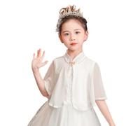 SamHeng Filles Châle en Mousseline Robe de Princesse Cape Filles de Fleurs Dentelle Boléro Châle Shrug Cache-épaule Enrober Cape pour Mariage Fête Anniversaire Performances Usure Quotidienne, A
