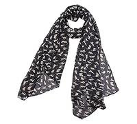 SamHeng Foulard long avec imprimé chat pour femme Noir, Noir , AS