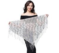 SamHeng Jupe à Gland à Paillettes, Femmes Les Jupes de Danse du Ventre écharpe la Hanche Frange la Latin Dance la Ceinture de Hanche, Performance de Danse du Festival de Jupe bohème des Paillettes