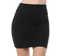 SamHeng Jupe Crayon Courte Femme Mini Skirt Élastique Taille Haute Casual Cocktail Soirée Clubwear Jupes(Noir-M)