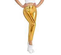 SamHeng Leggings Brillants pour Femmes, Leggings Extensibles Taille Haute, Pantalons Disco métallisés Effet mouillé, Pantalons de Danse, Yoga, Collants, Pantalons Slim, Pantalons Slim Stretch
