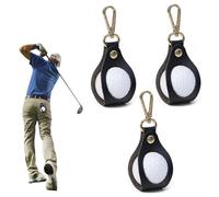 SamHeng Lot de 3 sacs de rangement pour balles de golf, en cuir synthétique avec clip, porte-balle de golf portable pour femmes, hommes, compétitions en plein air, entraînement (noir)