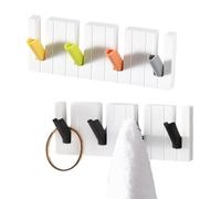 SamHeng Piano Patère Murale de 4 Crochets Rétractables, 2 Pièces Auto-adhésif Moderne Porte-Manteau, Polyvalent Crochet Mural Crochets de Porte pour Vestes Manteaux Robes Foulard Sac à Main
