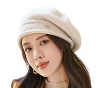 SamHeng Slouchy Bonnet pour Femmes, Mode Classique Boucle de Strass Chapeau d'hiver Casquette de Crâne Ample, Capuchon en Tricot Chapeau Chaud Béret pour Mesdames Filles De Plein Air (Beige)