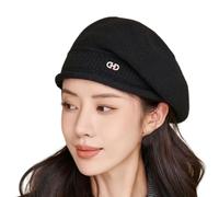 SamHeng Slouchy Bonnet pour Femmes, Mode Classique Boucle de Strass Chapeau d'hiver Casquette de Crâne Ample, Capuchon en Tricot Chapeau Chaud Béret pour Mesdames Filles De Plein Air (Noir)