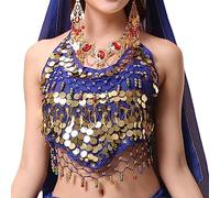 SamHeng Soutien-Gorge Dos Nu pour Femme pour la Danse du Ventre, Soutien-Gorge rembourré Dos Nu Haut Caraco Dos Nu, Bandage débardeur Paillettes Danse du Ventre Haut Court pour Festival fête Clubwear