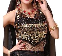 SamHeng Soutien-Gorge Dos Nu pour Femme pour la Danse du Ventre, Soutien-Gorge rembourré Dos Nu Haut Caraco Dos Nu, Bandage débardeur Paillettes Danse du Ventre Haut Court pour Festival fête Clubwear