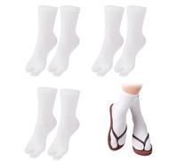 SamHeng Tabi Tongs Unisexes - Chaussettes Geta Japonaises 3 Paires en Coton à Bout Fendu Élastiques pour Femmes et Hommes