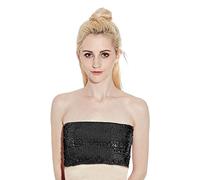 SamHeng Top de tube à paillettes pour femmes, hauts de cultures sans bretelles scintillants pour vêtements de club de fête, Bralette Bralette Bralette Breau Top pour le costume de performance