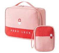 SamHeng Trousse de Premier Secours Vide, 2 Pièces Portable Sac à Médicaments Petit/Grand Sac de Secours, Sacs de Rangement d'urgence pour Activités de Plein Air Camping Randonnée Voiture (Rose)