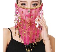 SamHeng Veille de visage de danse du ventre, Veille de visage en mousseline avec des perles de paillettes pour les costumes de danse du ventre performance accessoire de costumes d'Halloween