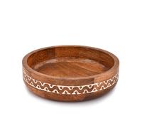 Samhita Bols ronds en bois de manguier pour décoration d'intérieur rustique, centres de table, décoration de maison, fête, mariage (25,4 cm x 25,4 cm x 6,35 cm)