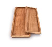 Samhita Lot de 2 plateaux rectangulaires en bois d'acacia pour support de nourriture/barbecue/buffet de fête, cadeau pour amis, famille