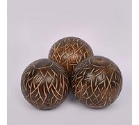 Samhita Lot de 3 Boules Rondes décoratives Modernes en Bois de manguier pour Salon, Chambre, Cuisine, Salle de Bain, Bureau.