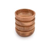 Samhita Lot de 4 Coupelles en Bois d'Acacia pour Noix, Bonbons, Apéritifs, Collations, Olives et Sauces | Décoration de Salle à Manger et Cuisine (10 x 10 x 4 cm)