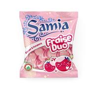 SAMIA - Bonbons Fraise Duo Halal, Douceur Fruitée, Texture Fondante, Sachet 90g - Lot De 4