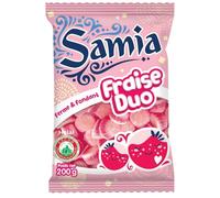 SAMIA - Bonbons Fraise Duo Halal - Gélatine de Bœuf Halal - le sachet de 200 g - Le Lot De 5