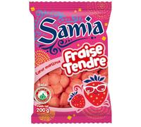 SAMIA - Bonbons Fraise Kiss Halal, Sachet 200g - Lot De 4