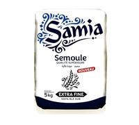SAMIA - Semoule de Blé Dur Extra Fine | Texture onctueuse pour des plats savoureux | Idéale pour couscous et desserts | le paquet de 5Kg | LOT DE 1