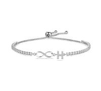 SAMINO Bracelets Initiaux Infinis de Tennis Pour L'Amitié Des SœUrs, Bracelets DéLicats RéGlables en Cristal Argenté Pour Femmes et Filles, Cadeaux D'Anniversaire, de NoëL et de Remise de DiplôMe (H)