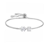 SAMINO Bracelets réglables avec lettre initiale pour femmes et filles, pendentif trèfle à quatre feuilles, cadeau porte-bonheur pour mère, épouse, fille, sœur, pour la Saint-Valentin, un anniversaire