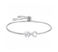 SAMINO Bracelets réglables avec lettre initiale pour femmes et filles, pendentif trèfle à quatre feuilles, cadeau porte-bonheur pour mère, épouse, fille, sœur, pour la Saint-Valentin, un anniversaire