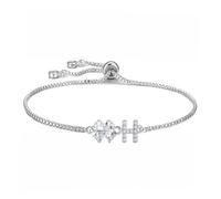 SAMINO Bracelets réglables avec lettre initiale pour femmes et filles, pendentif trèfle à quatre feuilles, cadeau porte-bonheur pour mère, épouse, fille, sœur, pour la Saint-Valentin, un anniversaire