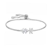 SAMINO Bracelets réglables avec lettre initiale pour femmes et filles, pendentif trèfle à quatre feuilles, cadeau porte-bonheur pour mère, épouse, fille, sœur, pour la Saint-Valentin, un anniversaire