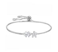 SAMINO Bracelets réglables avec lettre initiale pour femmes et filles, pendentif trèfle à quatre feuilles, cadeau porte-bonheur pour mère, épouse, fille, sœur, pour la Saint-Valentin, un anniversaire