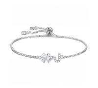 SAMINO Bracelets réglables avec lettre initiale pour femmes et filles, pendentif trèfle à quatre feuilles, cadeau porte-bonheur pour mère, épouse, fille, sœur, pour la Saint-Valentin, un anniversaire