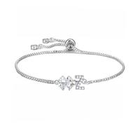 SAMINO Bracelets réglables avec lettre initiale pour femmes et filles, pendentif trèfle à quatre feuilles, cadeau porte-bonheur pour mère, épouse, fille, sœur, pour la Saint-Valentin, un anniversaire