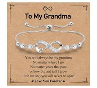 SAMINO Cadeau pour maman, bracelet délicat réglable avec breloque infini en argent pour maman, anniversaire, fête des mères, Saint-Valentin, cadeaux de Noël pour elle, taille unique, Métal, Pas de