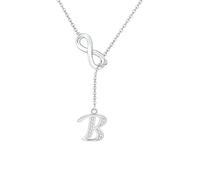 SAMINO Colliers en argent avec 26 initiales pour femmes et filles - Collier infini personnalisé pour épouse, petite amie, sœur, amie pour la Saint-Valentin, un anniversaire, Noël, la fête des mères