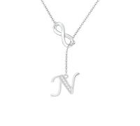 SAMINO Colliers en argent avec 26 initiales pour femmes et filles - Collier infini personnalisé pour épouse, petite amie, sœur, amie pour la Saint-Valentin, un anniversaire, Noël, la fête des mères