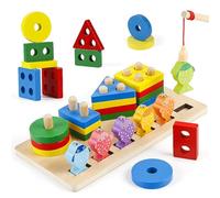 SAMISO 2 en 1 Jouets Trieurs de Formes Montessori Jeu de Peche Magnetique,pour Les Tout-Petits de 1 2 3 4 Ans