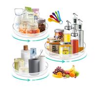 SAMISO 3 Pcs Plateau Tournant,360° étagère à épices Rotative,étagères à épices pivotantes Rotatif Plateau Tournant Frigo,Comprend 5 cuillères à mesurer,Convient pour Réfrigérateur,Cuisine