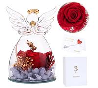 SAMISO Rose Éternelle Angel Rose Eternelle,Rose Eternelle sous Cloche,Fleur Artificielle Fleurs éternelles, Cadeau pour Maman,Idee Cadeau pour Grand Mere, Petite Amie,Femme,Cadeau Fête des Mères
