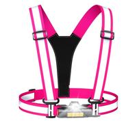 Samlior Lampe Running Pectorale avec Feu Arrière | 90° Adjustable Beam Angle, Reflechissant Running pour Course/Marche/Vélo-Vert