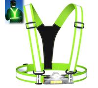 Samlior Lampe Running Pectorale avec Feu Arrière | 90° Adjustable Beam Angle, Reflechissant Running pour Course/Marche/Vélo-Vert