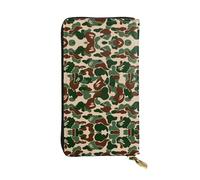SamLng Aniaml Portefeuille long en cuir imprimé camouflage vert pour femme - Portefeuille tendance et léger en cuir imperméable - Noir - Taille unique, Noir , Taille unique