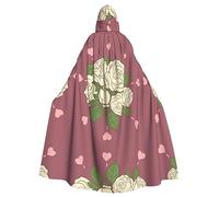 SamLng Cape à capuche blanche rose d'amour pour adultes - Cape à capuche confortable et durable pour Halloween, Pâques, carnaval, Noël