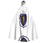 SamLng Cape à capuche pour adulte - Drapeau de l'État du Massachusetts - Costume universel pour jeu de rôle - Cape de cosplay - Parfait pour Halloween, Pâques, carnaval